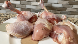 Chicken drumsticks cut down